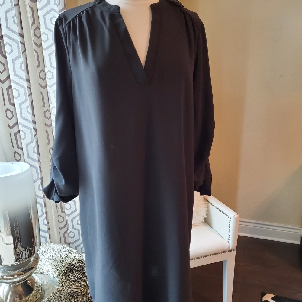 Black V neck dress